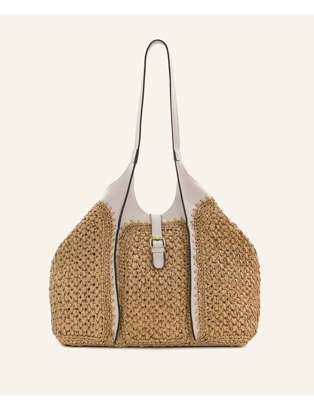 Patricia Naah SANTORINI Woven Straw Tote with Cream Trim